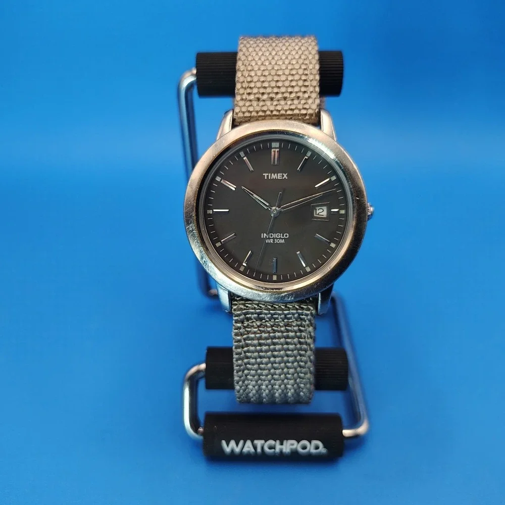 Vintage 2015 Timex Indiglo Date 36mm Mens Quartz Dress Watch New Strap Restored
